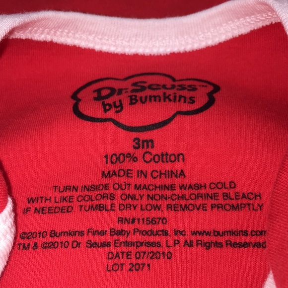 Dr. Seuss by Bumkins Thing 1 Infant Baby Bodysuit Red Size 3 Months - Picture 5 of 7